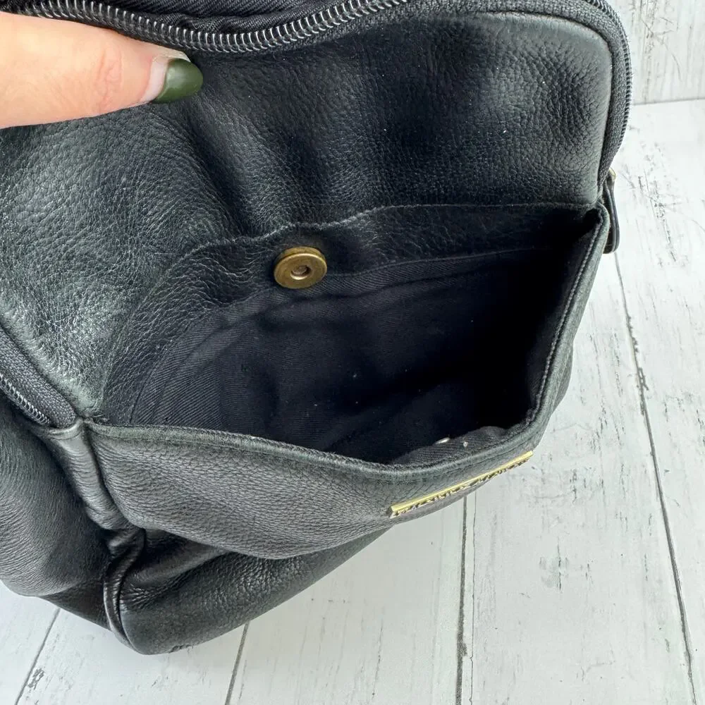 VTG Etienne Aigner Black Pebbled Leather Backpack Shoulder Bag Sling Convertible